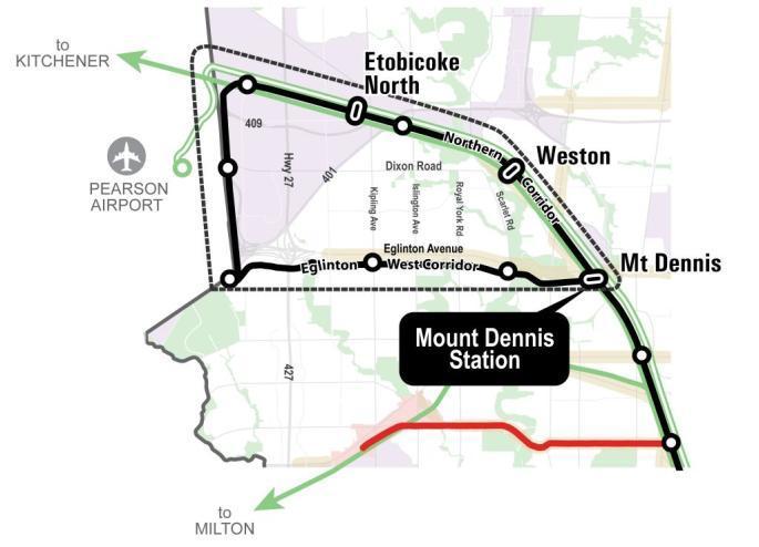 SmartTrack Western Corridor Feasibility Study Findings Study considered feasibility of SmartTrack corridor options connecting Mount Dennis Station and the Mississauga Airport Corporate Centre Heavy