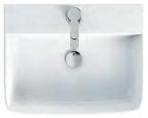 1954 170 CURVE 600MM CERAMIC SEMI-RECESSED BASIN with overflow, 1 tap hole only see page36-49 W600mm,