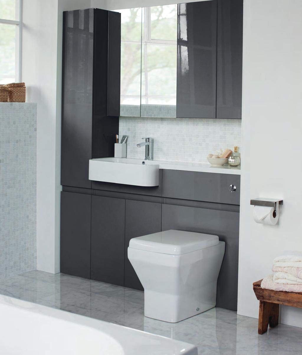 MIX & MATCH FURNITURE Create your bathroom from a series of storage units and work surfaces to include countertop basins.