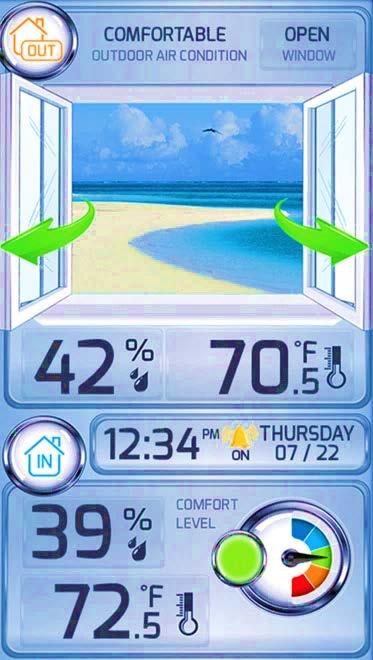 OUTDOOR DISPLAY 1. Time, alarm time with snooze and calendar 2. Sensor strength indicator 3. Barometric pressure history graph 4. Day/Night forecast icons and forecast tendency 5.