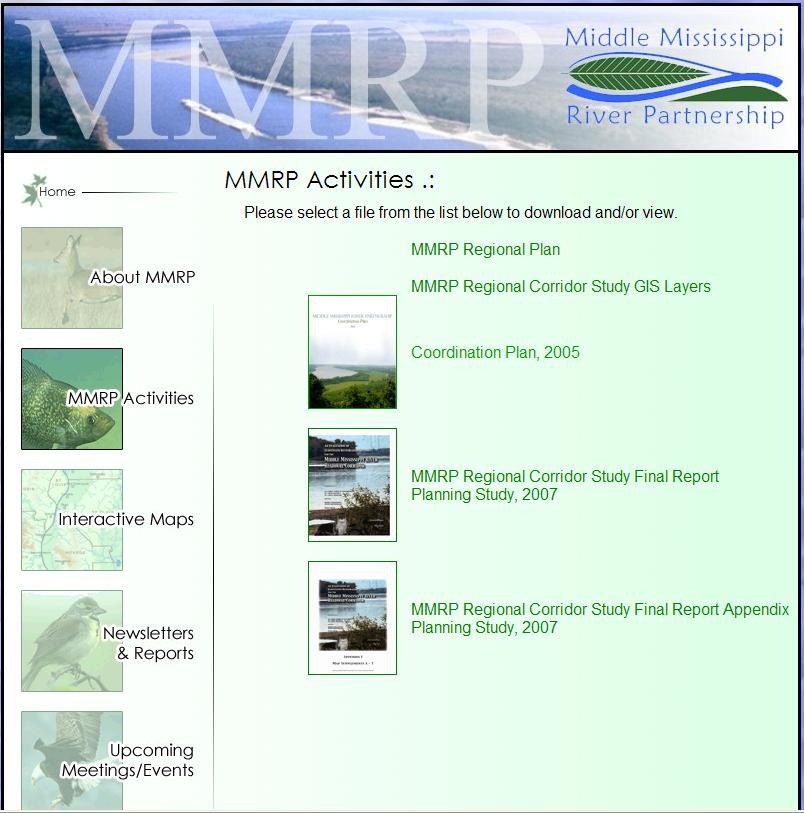 Restoration Report GIS data layers Middle Mississippi River Regional