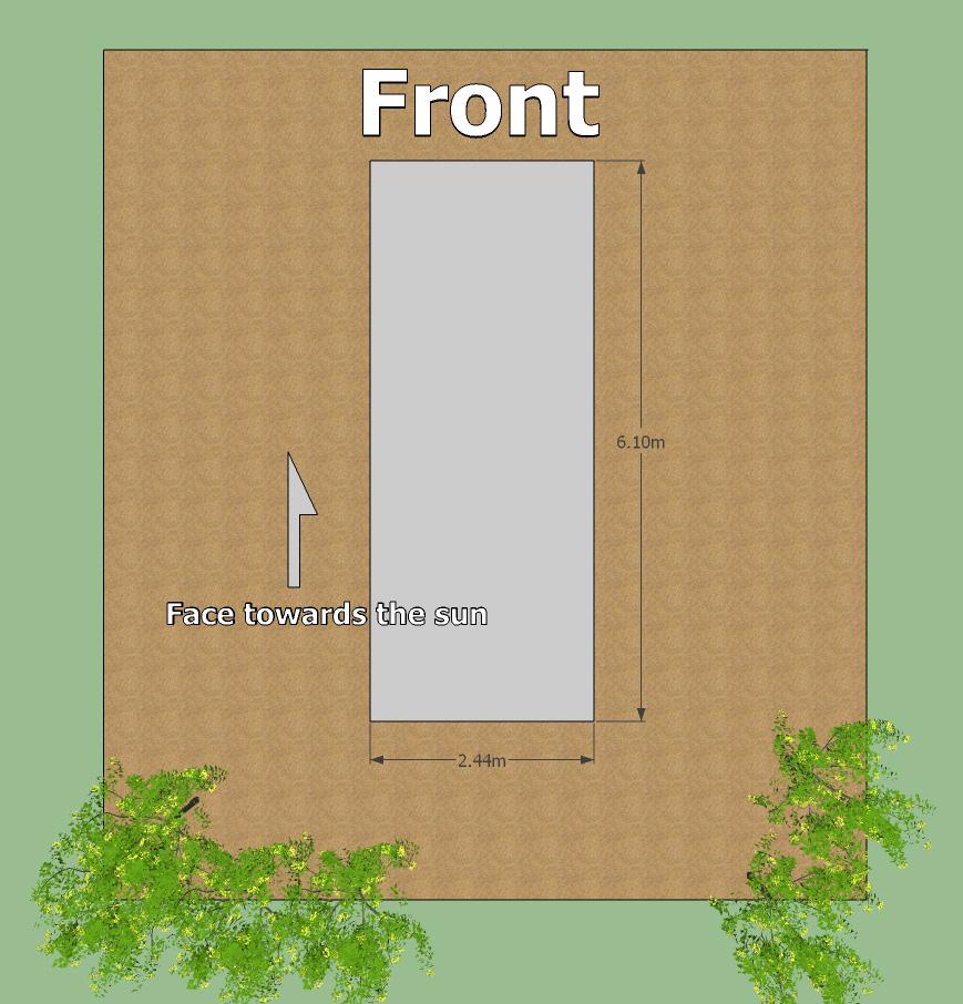 Procedure for Assembly Site Selection Select a flat area of ground approximately 2.5m by 6m (8 ft by 20 ft). As far as is possible this needs to be an area with no shade (Figure 1).