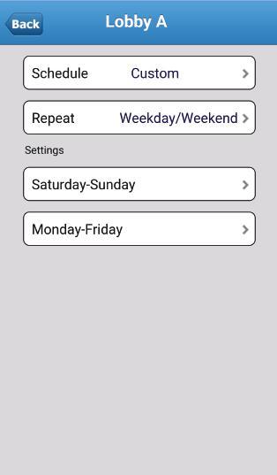 STEP FOUR: SETTING UP THE SCHEDULE FOR A SPECIFIC DAY OR DAY RANGE Depending on which Repeat option you set the schedule too will change the day or day range you can select from.
