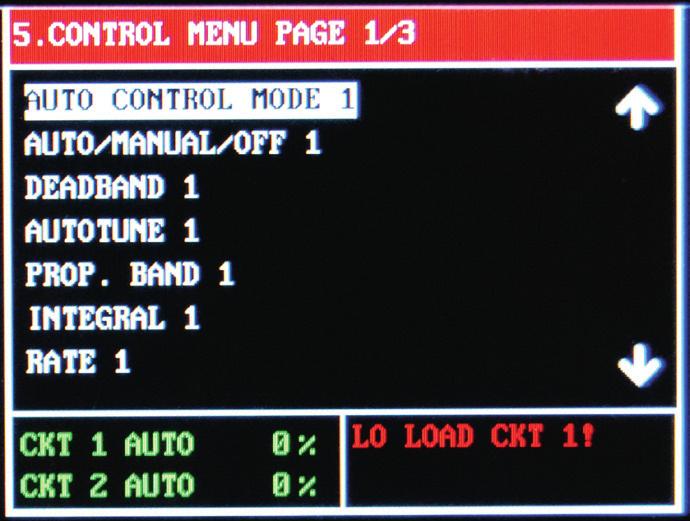 The Current Menu Security Levels 2 & 3 4. Current Menu Low Current Alarm Lower limit of the Load Current Variable at which the system goes into alarm state.