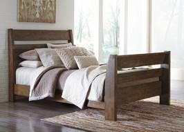 bearing side guides Beds available: King Panel Bed (56/58/97) Queen Panel Bed (54/57/96) B653 Emerfield (Signature Design) Urbanology group in a two-tone finish of rubbed black and distressed
