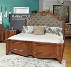 a time worn appearance Luxurious carving with depth and detail adorn the headboard and mirror Drawer pulls have pierced back plate with look of a worn antique Drawers have