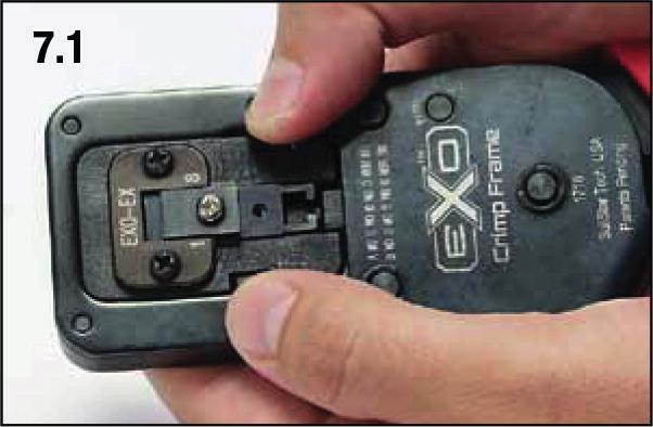 The tool is now in closed/ locked position. Removing EXO Die Using both thumbs (see 7.