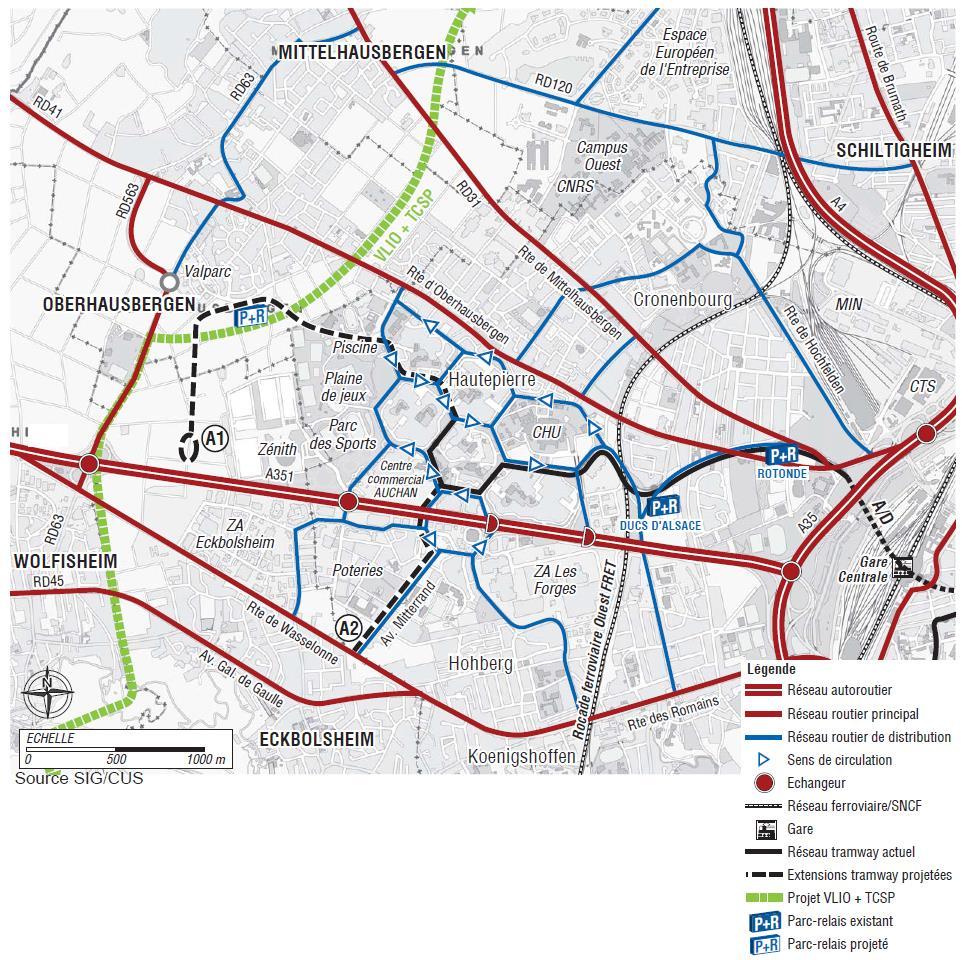 Strasbourg Hautepierre Main Western access to the city with Motorway and major roads Heavy car traffic Complicated connections between the