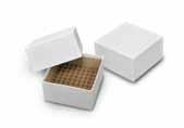 Standard Cardboard 64-cell Divider 64-cell Dividers are made of 8X8, 9/16 cells and each divider holds 64 14mm wide vials. Standard Cardboard 3-inch Box Fiberboard boxes have the dimension of 5.25 X5.