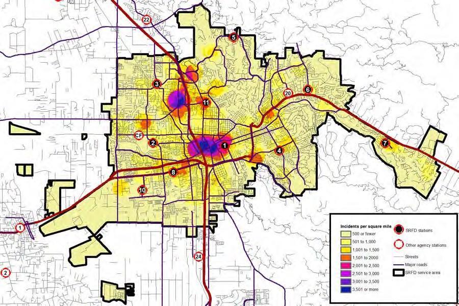 Spatial Analysis In addition to the temporal analysis of the current service demand, it is useful to examine geographic distribution of service demand.
