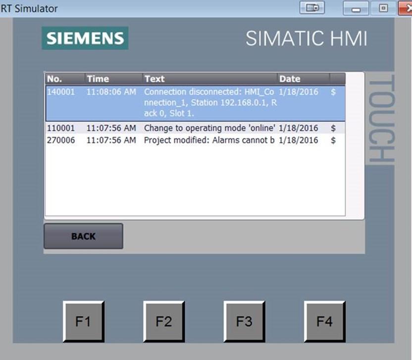 Press to delete alarms from this screens history, only alarms that are no longer active can be deleted HMI Control Display - Alarm History This is used to enter the percentage of desired