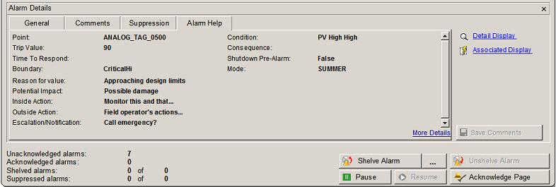 Alarm Help sourced from DynAMo Server via Experion.