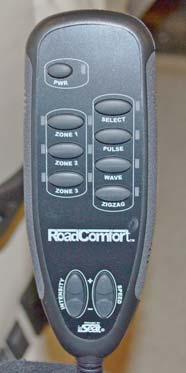 To retract footrest, push downward on black footrest lever. Massage The Massage Remote Control is conveniently located on the inboard side of the driver and copilot seats.