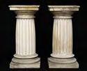 Lots 211-220 Lot #211: PAIR OF FRENCH LIMESTONE PEDESTALS Each square top above ringed collar and fluted swelling stem, on square plinth; 21 x 13 3/4 in. Christie's lot #371, $2,671.95.