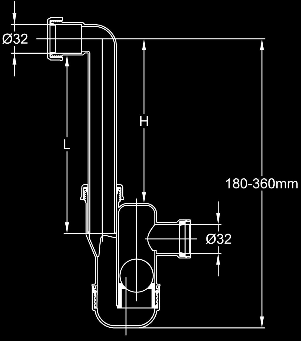 Dimensioning instructions for water trap Coil at inlet side of the fan Δp = P 0 - p 1 (Pa) A min = Δp/10 + 30 (mm) B min = A/2 + 20 (mm) p 1 p 0 B A Coil at