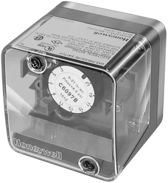 C6097A,B Pressure Switches PRODUCT DATA FEATURES APPLICATION The C6097 Pressure Switches are safety devices used in positive-pressure or differential-pressure systems to sense gas or air pressure