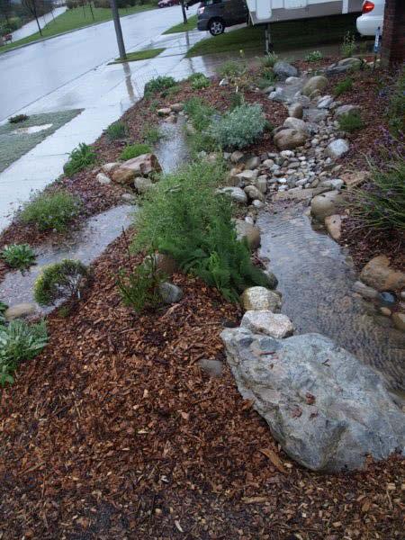 RAIN GARDEN USE PROPER SOIL MIX. Soil mix should consist of sand, top soil, and organic compost. The soil mix should be homogenously mixed. Soil excavated from the rain garden can be used as top soil.