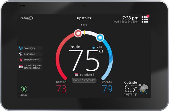 FEATURES CONTROLS (continued) Optional Accessories icomfort S0 Ultra-Smart Thermostat (part of the icomfort Residential Communicating Control System) The icomfort S0 Thermostat recognizes and