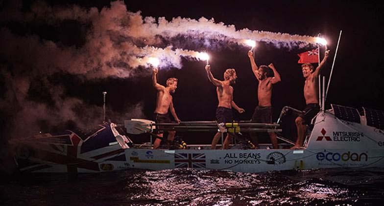 The crew of four from the UK, competing in the Tallisker Whisky Atlantic Challenge, crossed the finish line