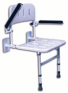 A = 590mm B = 540mm C = 460mm D = 380mm E = 440-590mm Colour Classic Folding Shower Seat White P6828707 F = 190kg (30st) Classic Folding Shower Seat - with legs  The legs have fine adjustments to