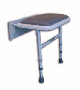 A = 590mm B = 540mm C = 460mm D = 380mm E = 470-590mm Colour Comfort Folding Shower Seat Grey P6828692 F = 190kg (30st) Comfort Folding Shower Seat - with legs The padded seat is height
