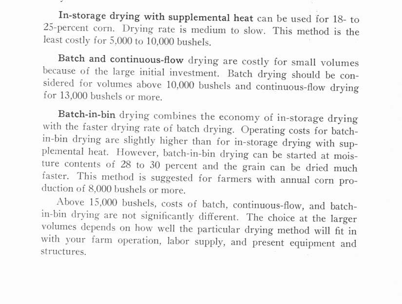 Drying Shelled Corn 11 Table 2. - Annual Costs of Alternative Methods of Drying and Storing Corn Drying method Annual volume, bu. Annual costs, cents per bu.& In-storage Natural air.