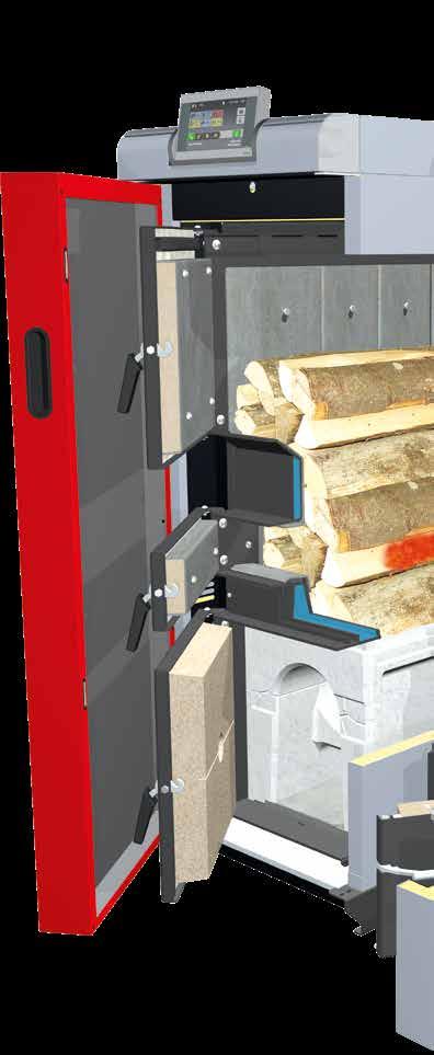 A well-planned inside 1 Feature: Advantages: Easy filling Large fuel loading chamber for logs up to 56 cm long with cladding Long lasting combustion Long service life The SP Dual allows burning of