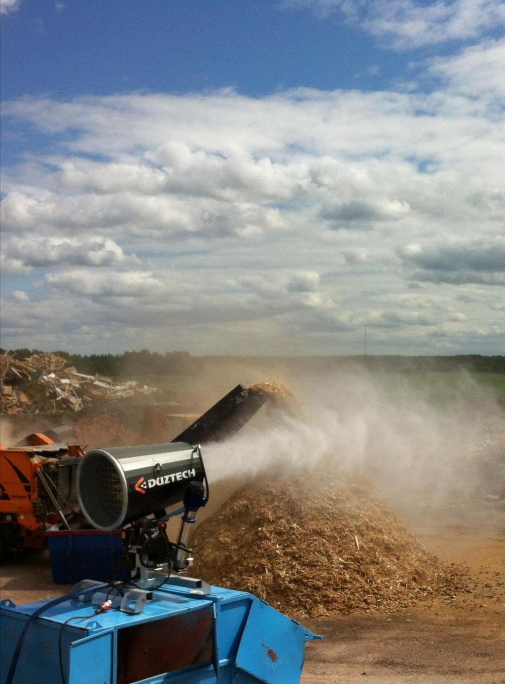 DUZTECH AB provide solutions for dust suppression. OUR PRODUCTS work with water. A mist of micro water droplets (optimized to the right size) is sprayed to suppress the dust.