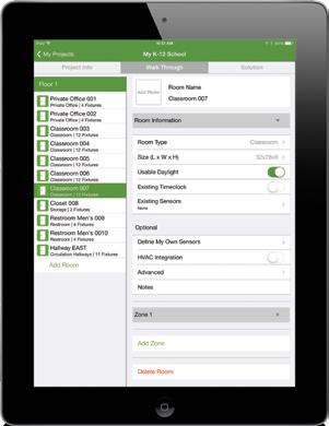 Lutron Energi Advisor app Easily conduct a lighting energy audit and generate a retrofit proposal with the