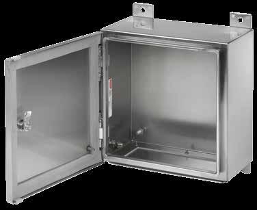 ZONEX hinge-cover atex-certified enclosures SPECIFICATIONS: Type 316 stainless steel, 320 grain brushed finish on exterior surfaces Type 316 stainless steel 3mm double bit ¼-turn insert(s) for easy