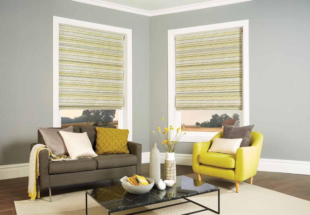 Pebbles Chartreuse Tonic, Roman BESPOKE shades Our impressive roman collection presents a palette of colours to suit all tastes, translucent fabrics to gently filter