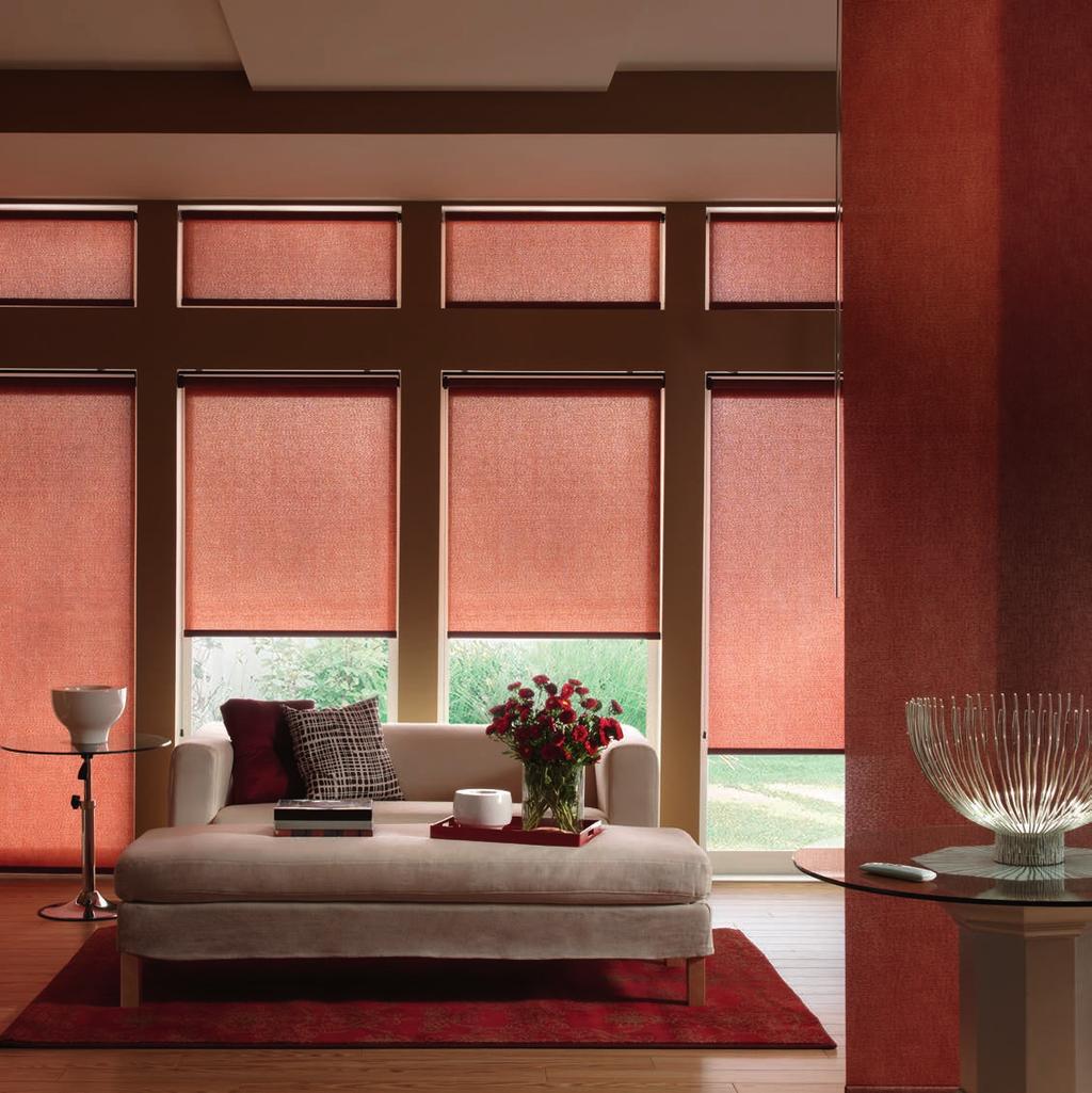 14 ROLLER SHADES Roller Shade with Motorization and Smart Pull Lift: Crossweave, Merlot