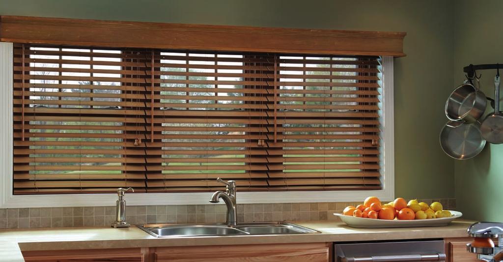2" Premium Faux Wood Blinds, Three on One Headrail with Cord Lift/Wand Tilt: Peru 2688; 7 1/2" Noble Cornice: Peru 1688 FAUX WOOD AND COMPOSITE