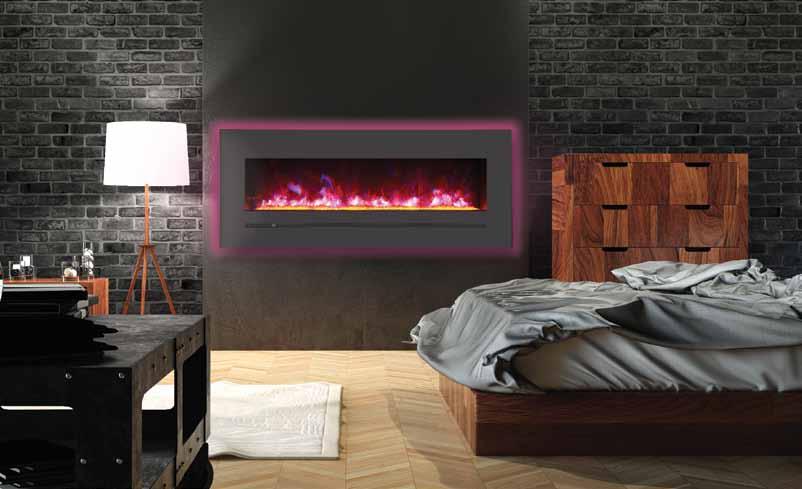 fireplace with SunTea media and back lighting