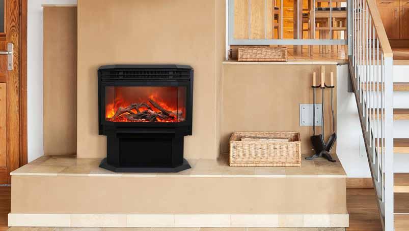 INSERTS Retrofits Into existing metal or masonry fireplaces FREE STAND INSERTS LED LIghting Remote control and log set, as well as choice of decorative media is included in the box.