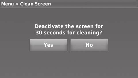 Cleaning the thermostat screen When you select the Clean Screen option, the screen is locked so you don t accidentally change settings while you clean. 1. Touch MENU. 2. Select Clean Screen.