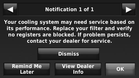 Delta T Alerts are also displayed for performance related issues such as dirty air filter, blocked registers, loss of refrigerant, dirty a-coil, frozen a-coil, cracked heat exchanger, dirty burners,
