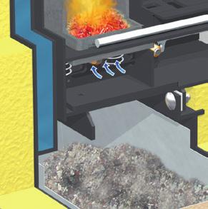 The grate drive also controls the secondary air during combustion and after shutdown it works in combination with the integrated chimney cut-off