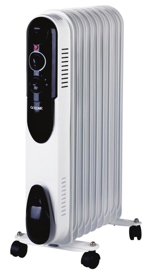 SLIMLINE OIL HEATER 5 Oil Channels Fin Size: 110x580mm Power: 220~240V 50Hz 3 Heat Settings Adjustable Thermostat Control Overheat Protection Indicator Light