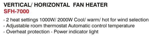 GFH-7000 GFH-2000B 2 Heat settings Cool touch