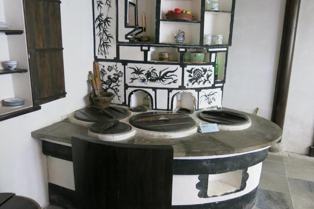 A fully equipped kitchen was on display something that we hadn t seen in the older houses.
