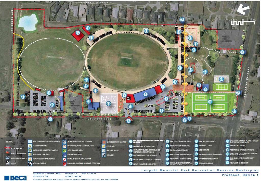 Map 9 Leopold Memorial Recreation Reserve Master Plan - rationalising and