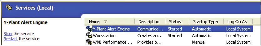 Y-Plant Alert TM Software Suite The Y-Plant Alert Software Suite consists of four (4) components: Y-Plant Alert Engine Runs as a Service whenever PC is started, polls and updates Alarm Event Database