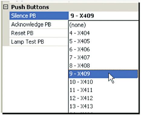 Assign Silence, ACK, Reset, and Lamp Test Push button