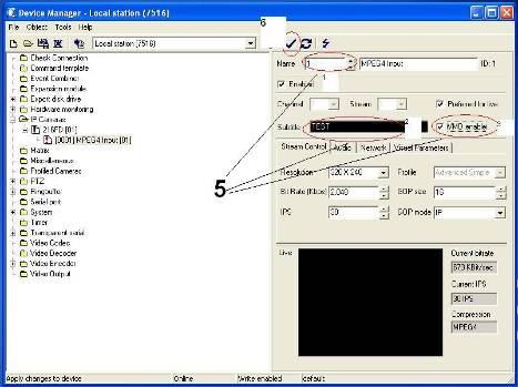MPEG4 Input as shown. 5.