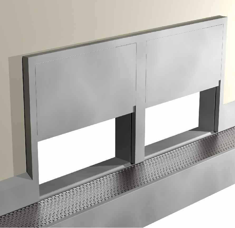 Door guides of one-piece construction with guide slots for sliding door. Top of guides to be furnished with concealed, self-lubricating noiseless pulley assemblies.