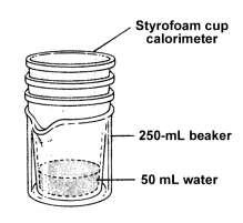 6. Obtain three styrofoam cups and a lid from the box on the back counter. Place the three styrofoam cups in a 250-mL beaker for support as shown below. This is your calorimeter.