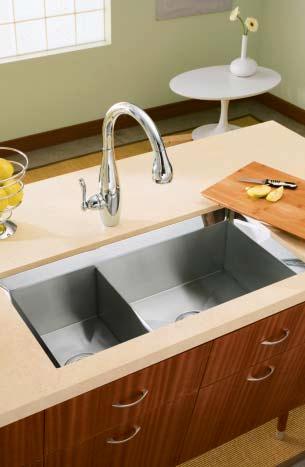 Kohler introduced three new substantial stainless steel sinks with very artistic design lines in 2003 Poise, Undertone Trough and Swerve and then followed with two more new sinks in 2004 with the