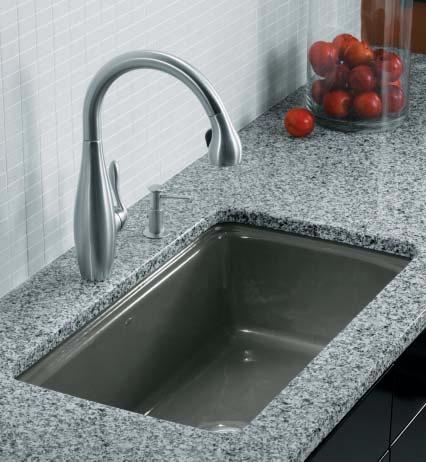Kohler Co. has been leading the stainless steel kitchen sink trend over the last few years by creating innovative shapes and styles. LAURA ROENITZ the high end are trickling down to the mass market.