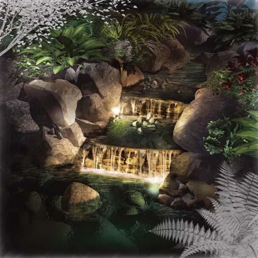 Underwater & Water Accent Lighting Enhance and highlight flowing water in waterfalls, streams and